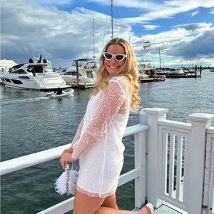 BRIDAL SALE Bundles Welcome White Sequin Sheer Dress Perfect Bachelorette Dress